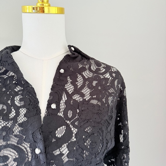 Karen Kane Cotton Lace Blouse in Black, Sz S - Picture 2 of 7